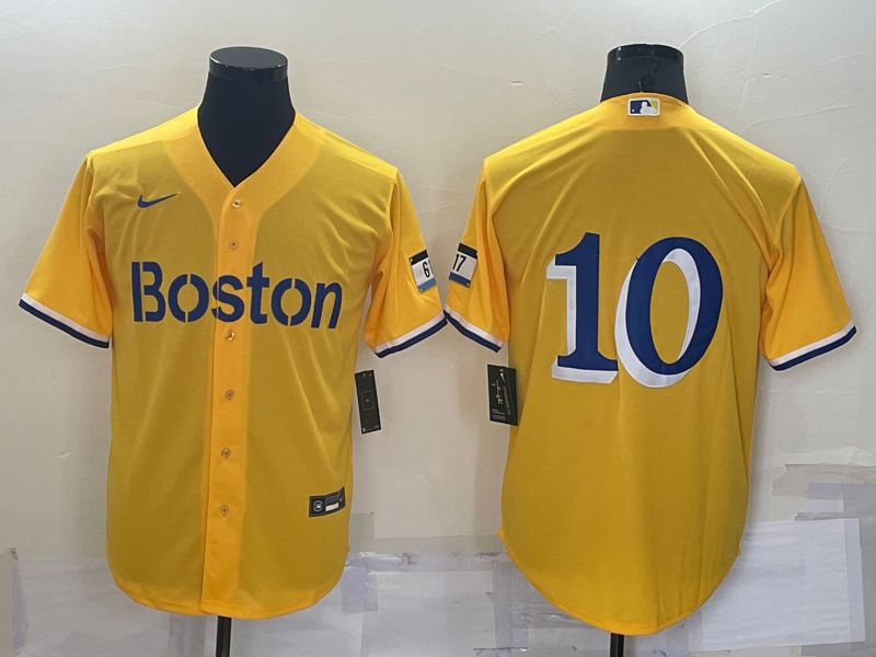 Men Boston Red Sox #10 No Name Yellow City Edition Game Nike 2022 MLB Jersey->boston red sox->MLB Jersey